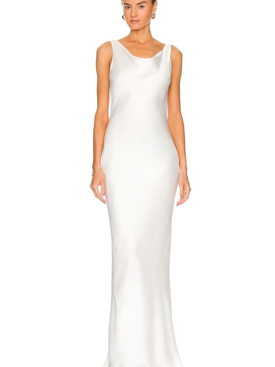 Norma Kamali Womens Maria Satin Maxi Gown Dress Size Us Xs / 34